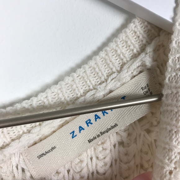 Zara | White Knit Button-back Pocket Sweater - Picture 5 of 8